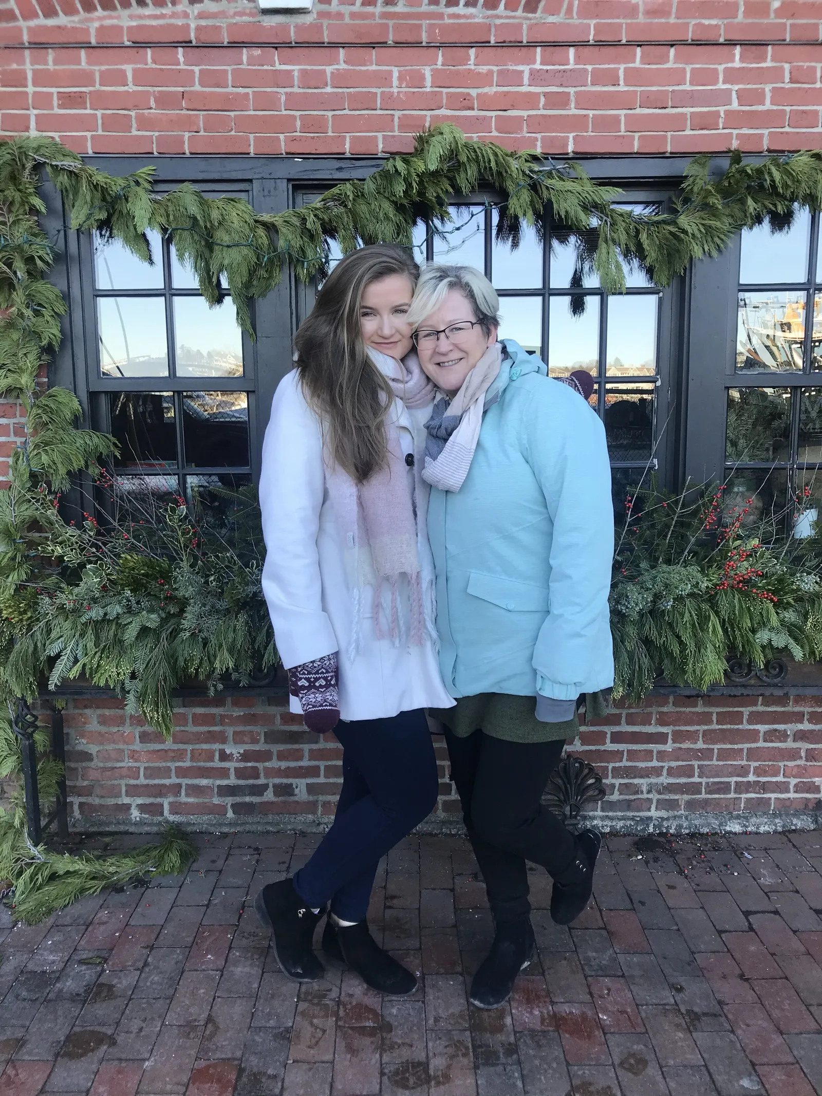 Becky and her mom on a family vacation in Portsmouth