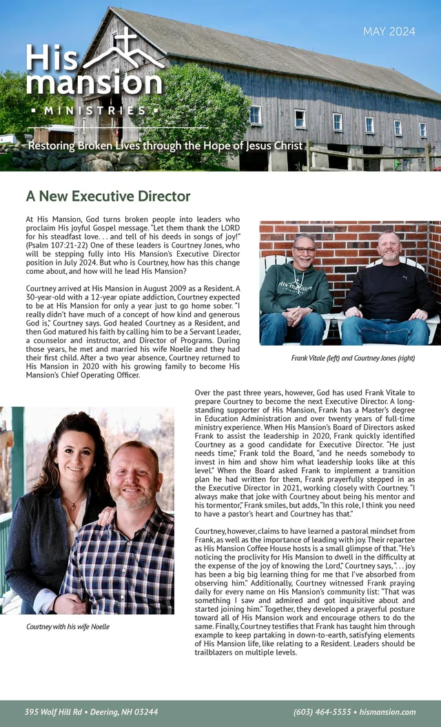 Page 1 of 2 of the printed May 2024 Newsletter