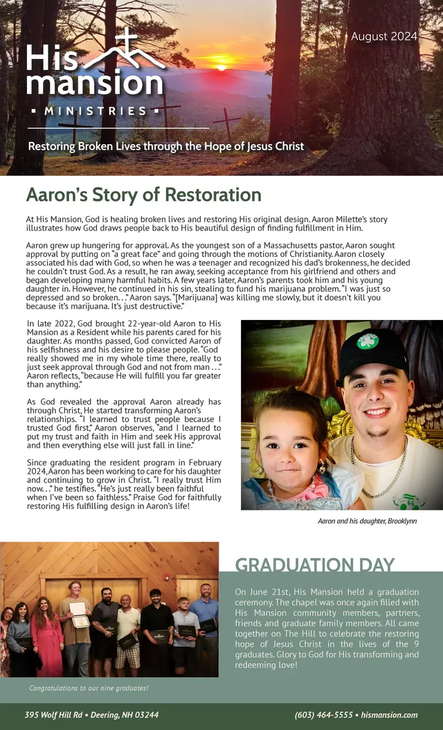 Page 1 of 2 of the printed August 2024 Newsletter