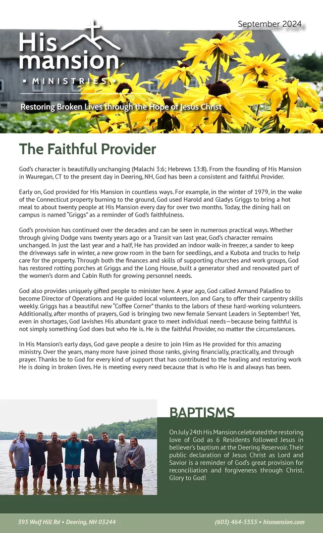 Page 1 of 2 of the printed September 2024 Newsletter