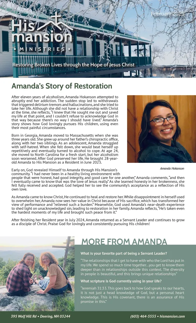 Page 1 of 2 of the printed February 2025 Newsletter