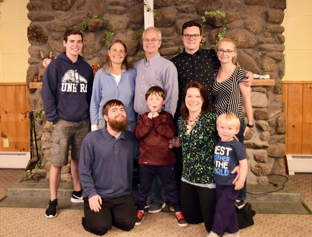 The Hultgrens with their children and grandchildren in Griggs Dining Hall