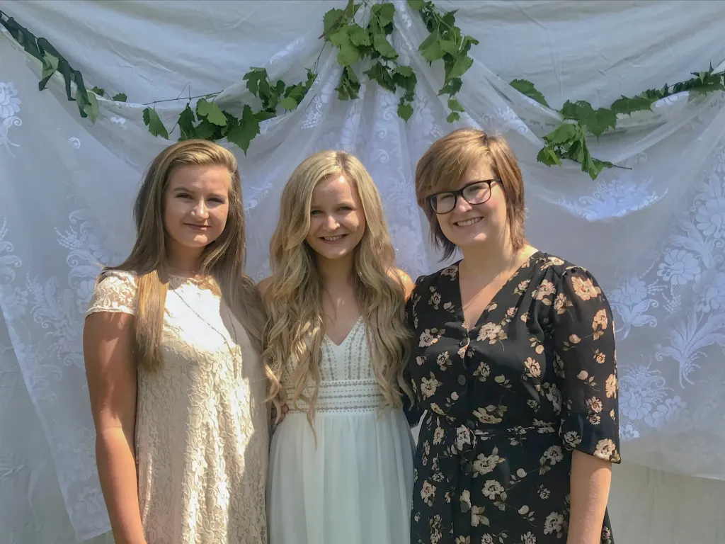Becky (left) celebrating her sister’s engagement and bridal shower.